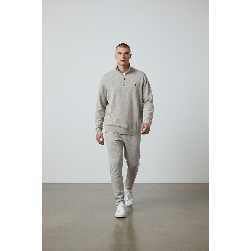 Polo by Ralph Lauren Men's Heather Gray Quarter-Zip Sweater